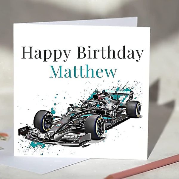 Lewis Hamilton Formula One F1 Mercedes Birthday Card Personalise with Age and Name - Image 4