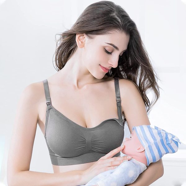 KLKIT 3 Pack Women’s Nursing Bra, Seamless Maternity Bra, Breastfeeding Bras Bralette with Removable Spill Prevention Bra Pads Extenders - Image 5