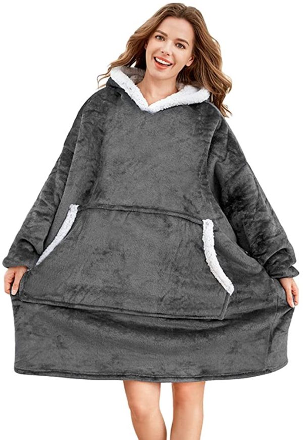 Hoodie Blanket, Super Soft Warm Wearable Blanket, Comfortable Giant Pocket Hoodie, Soft Plush Blanket Hoodie Fits All - Kids Men Women Friends - Image 4