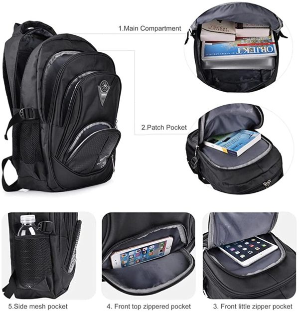 Boys Backpack School Bags Teenage - Kids Bookbags Nylon Lightweight Casual Laptop Daypack Ergonomic Large Capacity Rucksack for Primary Secondary High Schoolbags - Image 3