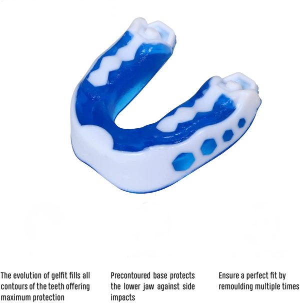 Gum Shields Adult Level Gel Mouth Guard MMA Boxing Braces Gum Karate Sparring Tooth Sensitive Combat Sports Rugby, Soccer Football, Muay Thai BJJ (Adult (12+), Blue / White) - Image 2