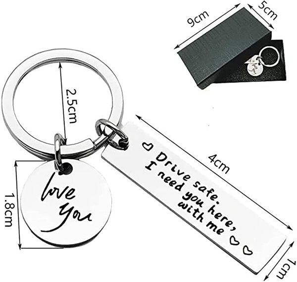 Drive Safe Keychain Gift Drive Safe I Need You Here with Me, Drive Safe Keyring for Boyfriend Father Mother Birthday Gift Keychain, ,Valentine's Day Gift Keychain with Gift Box - Image 3