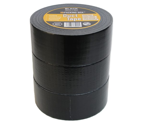 Black Gaffer Tape - Pack of 3, 48mm x 45m, Heavy Duty & Super Sticky Duct Tape Ultra Strong Adhesive Cloth Tape by The Packing Box