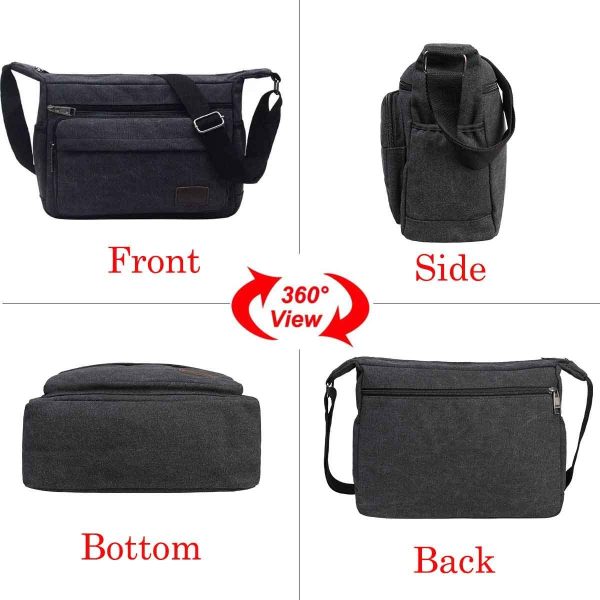 JAKAGO Waterproof Messenger Shoulder Bag Multi Pockets Crossbody Bag for for Men Women, Casual Travel Bag Canvas Handbag Briefcase for Working Shopping School Fishing Camping Hiking Daily Use - Image 2