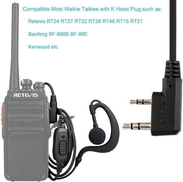 Retevis RE3120 Walkie Talkie Earpiece with Mic 2 Pin C-type Headset Compatible with 2 Way Radio RT24 RT28 RT22 RT622 RT27 RT617 RT618 RT619 BaoFeng BF-888S Kenwood Proster (2 pcs) - Image 9