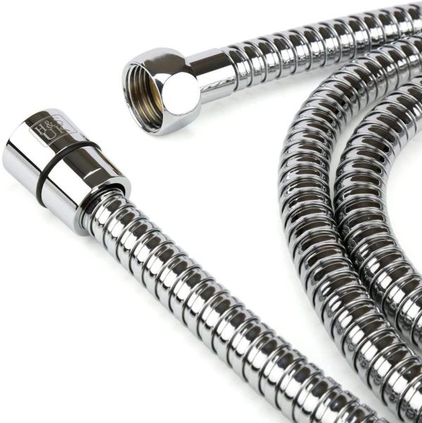 H&S 1.75m (69??) Stainless Steel Replacement Shower Hose Anti-Kink with 2 Washers - Chrome