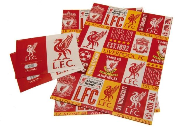 Liverpool F.C. Official Liverpool Football Club Gift Wrapping Paper, Includes 2 Sheets and 2 Gift Tags, Multi, b01gwplv