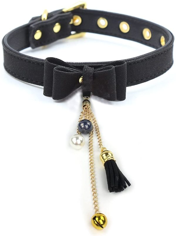 Bell Choker Collar Necklace Lolita Bow Collar Cat Kitty Velvet Necklace - Image 6