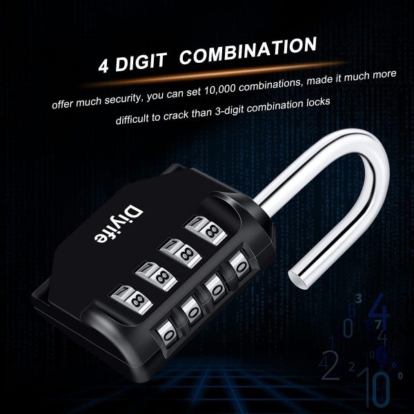 Combination Padlock, [2 Pack] 4 Digit Lock Combination, Padlock Weatherproof Outdoor for School Gym Locker, Shed, Fence, Hasp, Garage(black & blue) - Image 4