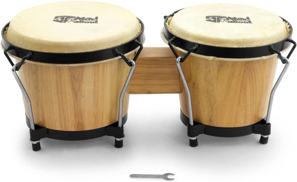 Mad About 6?? & 7?? Wooden Bongo Drums ?C Beginners Oak Bongos in Natural, M-BON-NT - Image 2