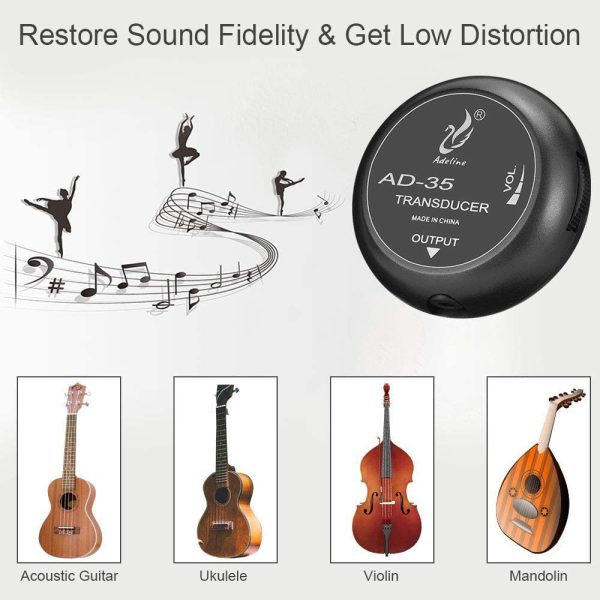 OTraki Acoustic Guitar Passive Pickup Stable Contact Microphone Transducer Self Adhesive Volume Control Piezo Picks Easily AMP UP Pickups for Acoustic Classical Violin Ukulele Mandolin Banjo Cello - Image 7