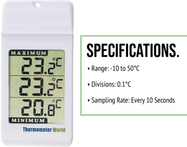 Digital Max Min Greenhouse Thermometer - Max Min Thermometer to Monitor Maximum and Minimum Temperatures, Wall Mounted Greenhouse Accessories for Indoor or Outdoor - Image 5