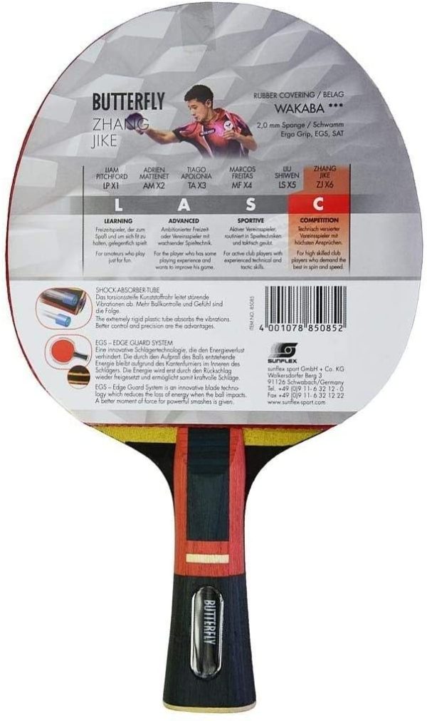 Butterfly Zhang Jike Zjx6 Wakaba Table Tennis Bat - Black/Red - Image 4