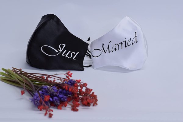 Details about Satin Bride and Groom, Just Married Mr and Mrs, fully customisable Wedding face masks (Black, Bride) - Image 8