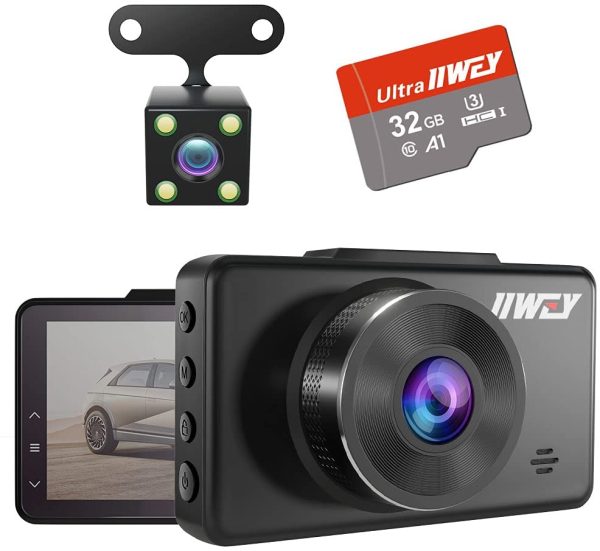 Dash Cam Front and Rear Camera FHD 1080P with Night Vision and SD Card Included, 3 Inch IPS Screen Dash Cam for Cars, 170??Wide Angle Dashboard Camera DVR Motion Detection Parking Monitor G-Sensor HDR - Image 3