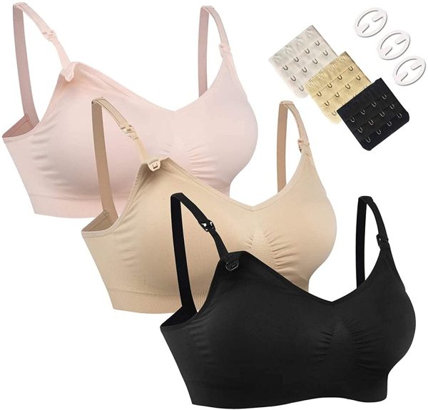 HOFISH 3PACK Full Bust Seamless Nursing Maternity Bras Bralette S-XXL with Extra Bra Extenders & Clips - Image 7