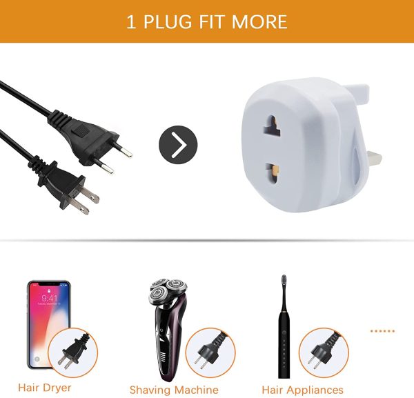 Jsdoin EU 2 Pin To UK 3 Pin Fused Adaptor Plug for Shaver Toothbrush Socket Converter - Image 2