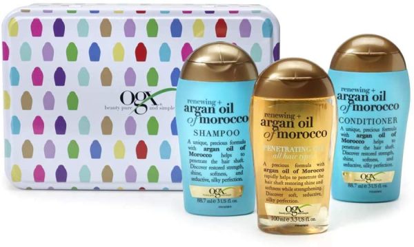 OGX Argan Oil of Morocco Gift Tin with Shampoo, Conditioner and Hair Oil - Image 3