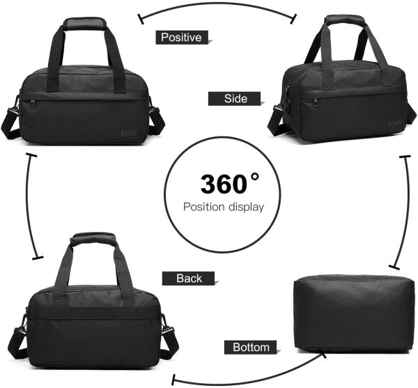 Kono 35x20x20 Holdall Cabin Luggage Travel Bag Under Seat Flight Bag with Shoulder Strap 14L (Black) - Image 2