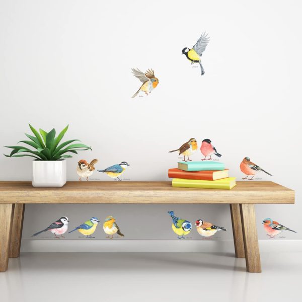 DS-8038 Little Birds Wall Art Stickers Colourful Flying British Birds Wall Decals Removable Garden Decorations Poster Bedroom Kitchen Living Room (Small) - Image 2