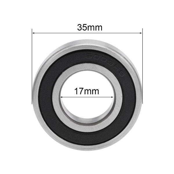 sourcing map 6003-2RS Deep Groove Ball Bearings 17mm x 35mm x 10mm Double Sealed Chrome Steel Z2 10pcs - Image 2