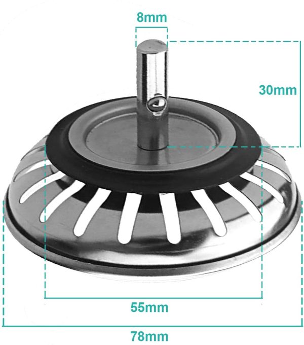 Kitchen Sink Strainer Plug Stainless Steel Thicken for Kitchen Sink, Hole Diameter 78mm - Image 2