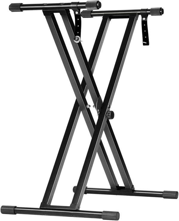 CAHAYA Adjustable Keyboard and Panio Stand Heavt Duty Double X Style Gigital Electric Paino Stand with Locking Straps for 61 76 88 Keys, Model CY0245 - Image 3