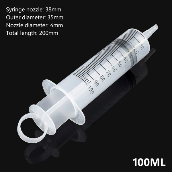 Disposable Plastic Injector Syringe No Needle 100mL For Lab Nutrient Measuring, Mini Garden Watering, Liquids Preparing, Ink Adding, Drawing Oil, Dog/Pig/Calves Feeding, Nursing Tools, 100cc, 1Pc - Image 5