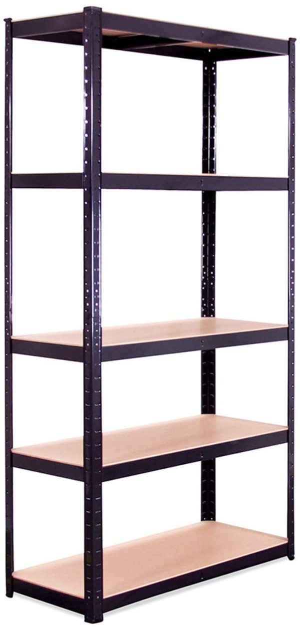 Garage Shelving Units - 5 Tier Metal Storage Shelves - Black Utility Rack for Shed, Workshop, Office Warehouse - 180cm x 90cm x 40cm, 875KG Capacity (175KG Per Shelf Unit) - 5 Year Warranty - Image 5