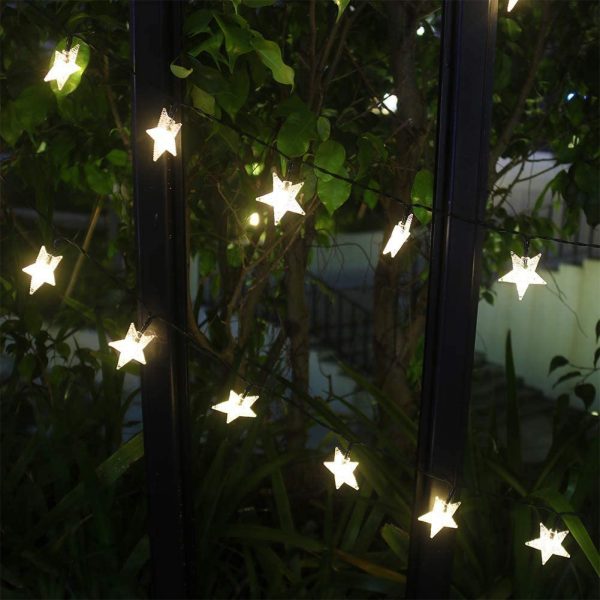 Solar String Lights, 36Ft 60 LED Solar Star String Lights Warm White Solar Powered Fairy Lights Outdoor 8 Modes Waterproof Festival Lighting for Garden Patio Yard Home Wedding Party Decoration - Image 5