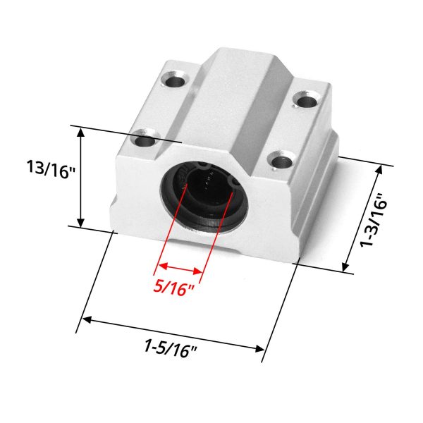 QWORK SCS8UU Linear Motion Ball Bearing, CNC Slide Bushing, Slide Block, Aluminum, 8mm Inner Diameter, 4 Packs - Image 2