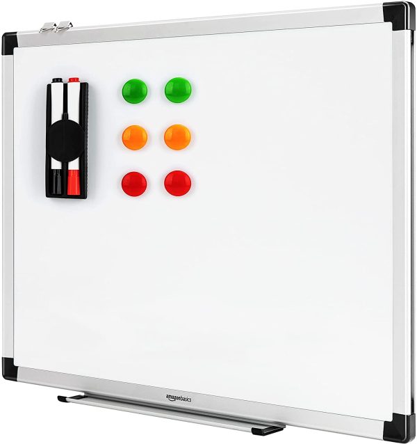 Magnetic Whiteboard with Pen Tray, Aluminium Trim and Dry-Wipe Writing Surface, 60 x 45cm (WxH), White - Image 2