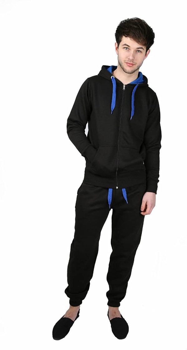 Parsa Fashions ? Mens Tracksuit Set Full Sleeve Fleece Zipper Hoodie Top Bottoms Jogging Joggers Gym CONTRAST And PLAIN - Available in PLUS SIZES (Small to 5XL) - Image 4