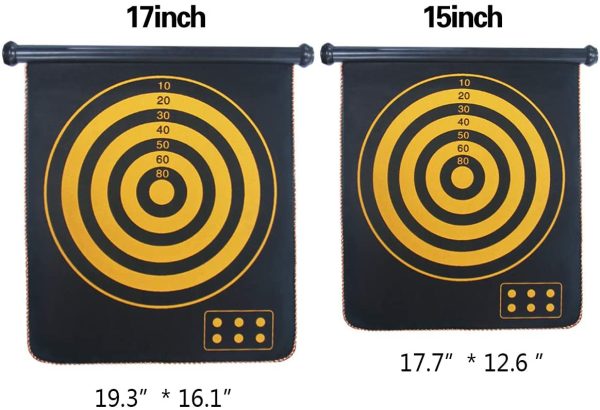 Magnetic Dartboard for Kids, Two Side Board Game Set with 12pcs Darts, Hanging Roller Up Safe Dartboard for Indoor Outdoor Family Game for Kids - Image 7