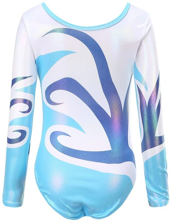 Maritown Gymnastics Leotards for Girls Long Sleeve Sparkle Ballet Leotards Dancing Leotard for Teens Home Gym 5-12 Years