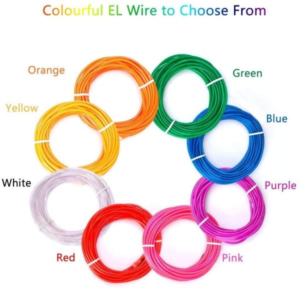 Portable 5x1 Metre Neon Lights Glowing Strobing Electroluminescent Wire Flexible Bright Neon Light EL Wire For Christmas Halloween Costume Decoration Parties (Blue) - Image 2