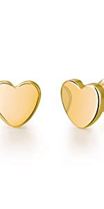 Gold Heart Stud Earrings