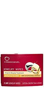 Connoisseurs Jewelry Wipes, simple clean, cleans silver, cleans gold, jewelry cleaner, polisher