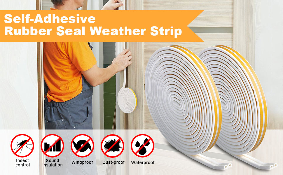 VIDEN Weather Strip Tape, Doors Windows Draught Excluder Anti-Collision Self-Adhesive Rubber 