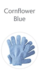 Temple Spring Cornflower Blue Exfoliating Gloves