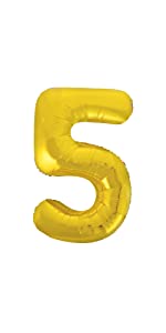 Gold 34&#34; Foil Number Balloon 5