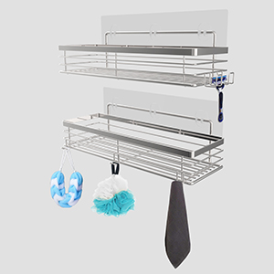 5 hooks for hanging razor, sponge, cloth and towels