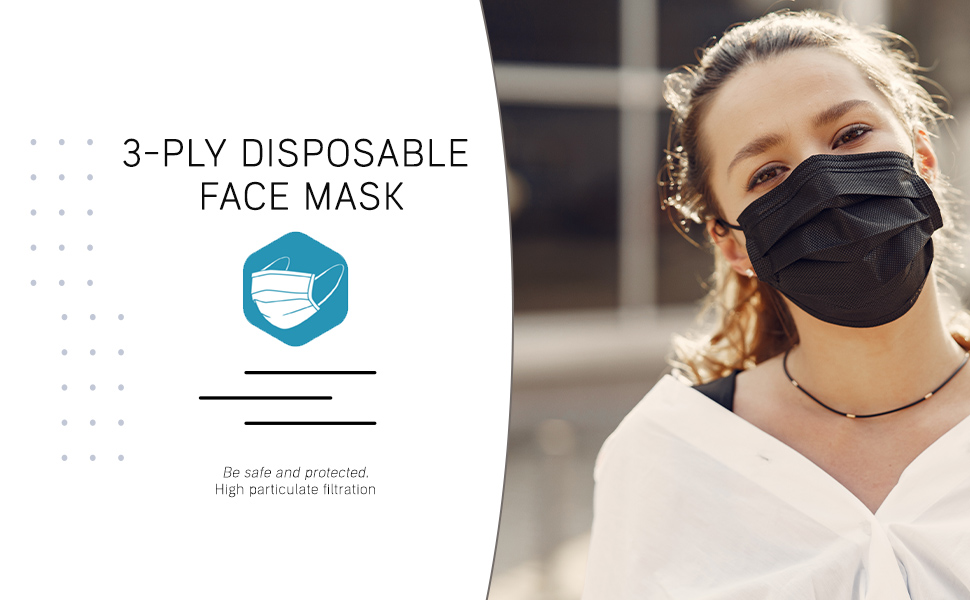 face mask disposable pack 3 ply breathable ppe layer