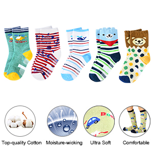 Boys Grips Cotton Ankle Socks - Children Girls Cute Novelty Toddler Infant