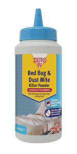 zero in, bed bug, killer powder, kills bed bugs, powder, treatment, fabrics, home