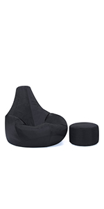 Recliner bean bag and footstool set matching adult beanbag andfootstool