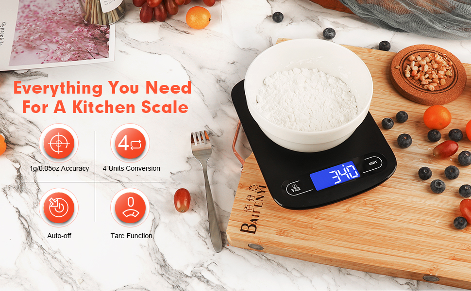 Kitchen scale digital electronic scales weight for food coffee meat cooking baking 1g in grams