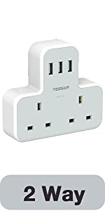 2 Way Plug Adaptor with USB