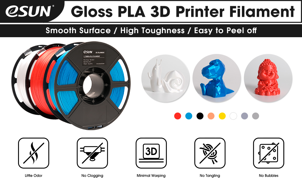 eSUN Gloss PLA Filament 1.75mm 3D Printer Filament PLA 1KG Spool 3D Printing Filament