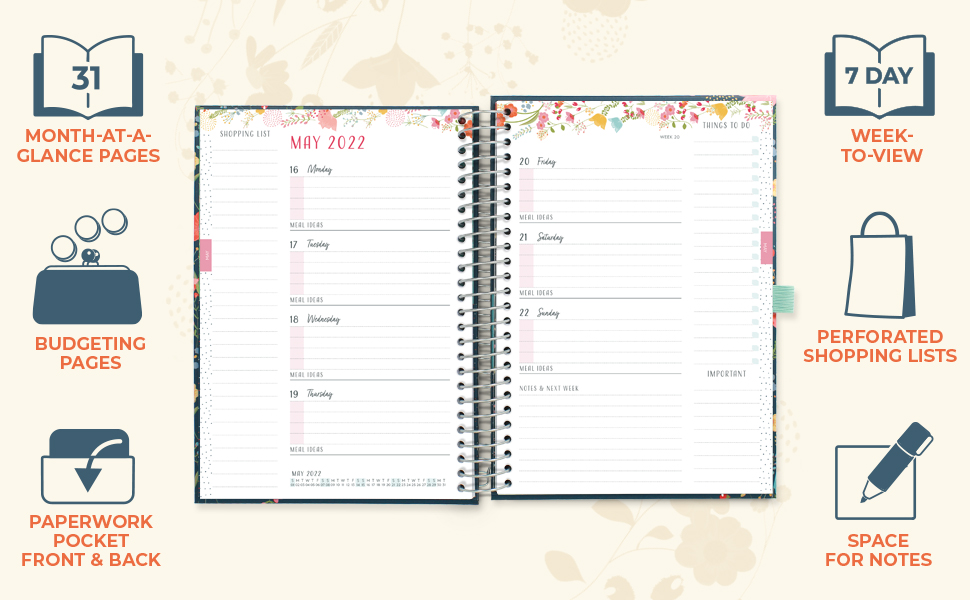 Overview of the Life Book Diary's week-to-view layout which features additional space for notes